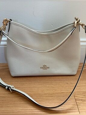 Coach Pebbled Leather Shoulder Bag in Chalk White